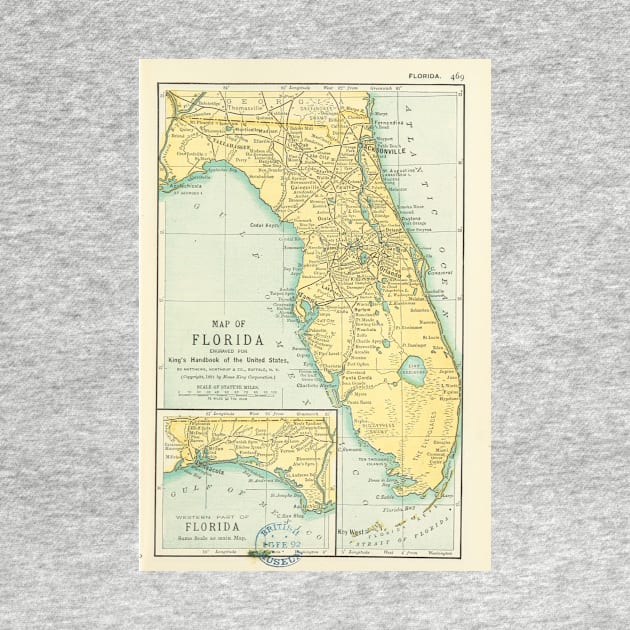 Vintage Map of Florida (1891) by Bravuramedia